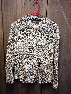 Jones New York Leopard Print Button-Front Jacket - Cream & Black